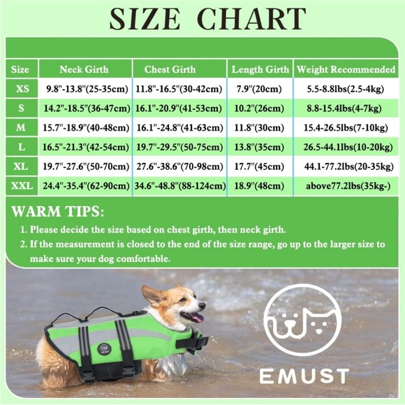 NWOT Size L Green EMUST Dog PFD Lifevest Life Preserver - Picture 4 of 11